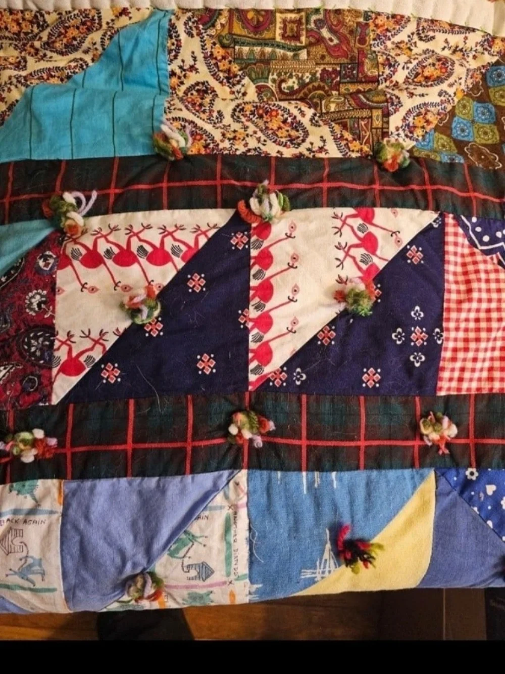 Vintage Handmade Crazy Quilt, Measures 72